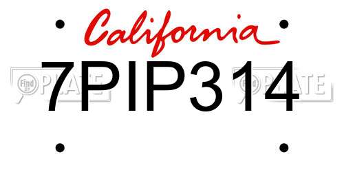 7PIP314 California License Plate
