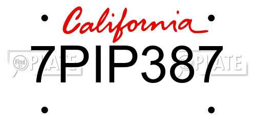 7PIP387 California License Plate