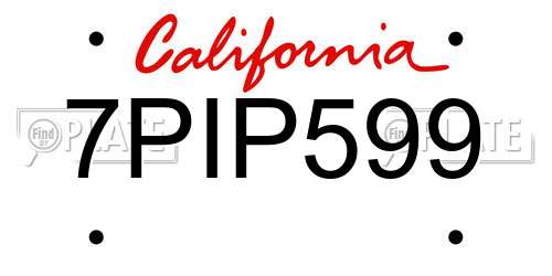 7PIP599 California License Plate
