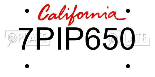 7PIP650 California License Plate