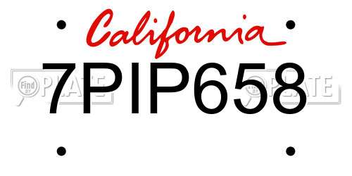 7PIP658 California License Plate