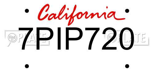 7PIP720 California License Plate