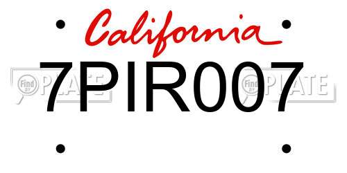 7PIR007 California License Plate