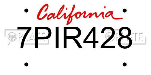 7PIR428 California License Plate
