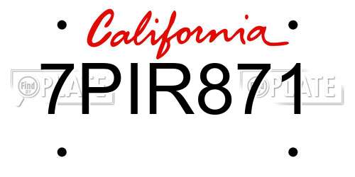 7PIR871 California License Plate