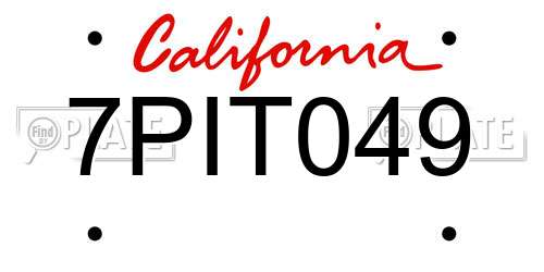 7PIT049 California License Plate