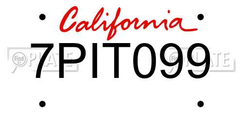 7PIT099 California License Plate