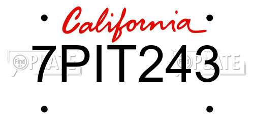 7PIT243 California License Plate