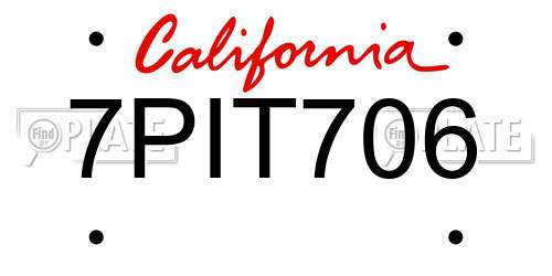 7PIT706 California License Plate