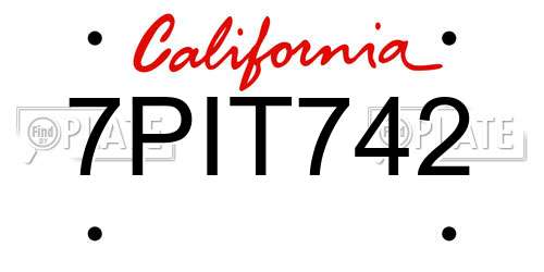 7PIT742 California License Plate