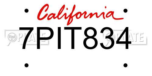 7PIT834 California License Plate