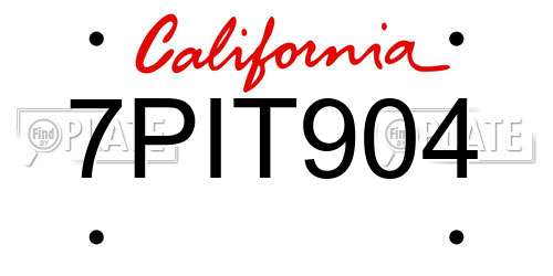 7PIT904 California License Plate