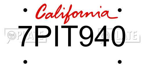 7PIT940 California License Plate