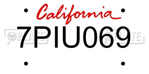 7PIU069 California License Plate