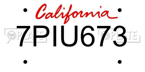 7PIU673 California License Plate