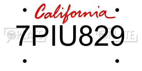 7PIU829 California License Plate