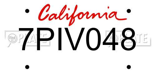 7PIV048 California License Plate