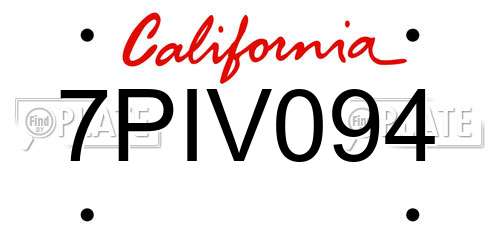7PIV094 California License Plate