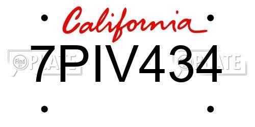 7PIV434 California License Plate