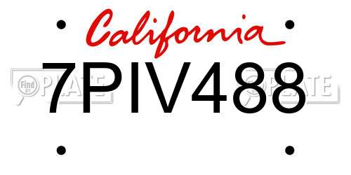7PIV488 California License Plate