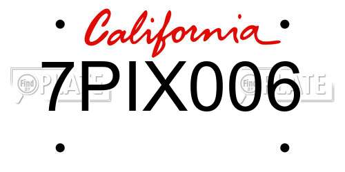 7PIX006 California License Plate