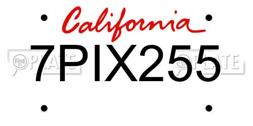 7PIX255 California License Plate