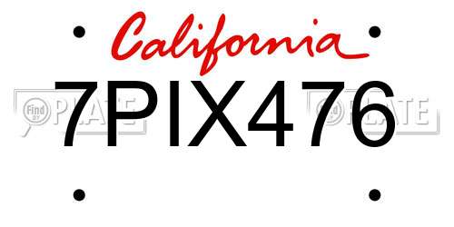 7PIX476 California License Plate