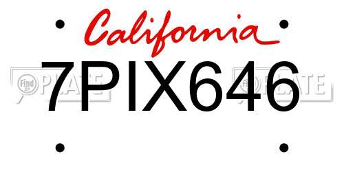 7PIX646 California License Plate