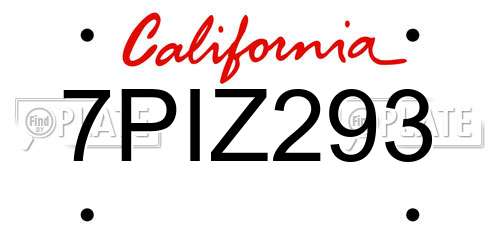 7PIZ293 California License Plate