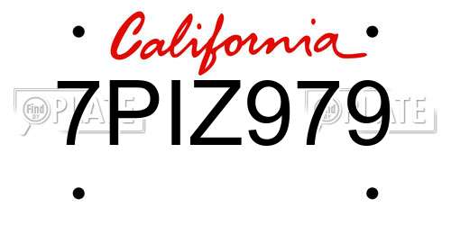 7PIZ979 California License Plate