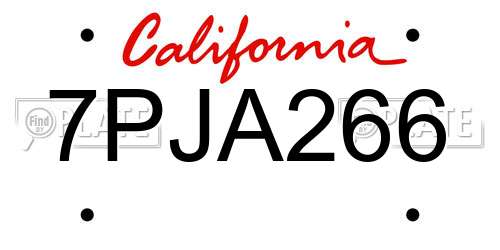 7PJA266 California License Plate