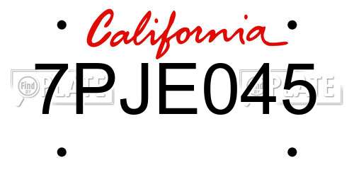 7PJE045 California License Plate