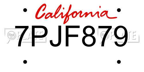 7PJF879 California License Plate