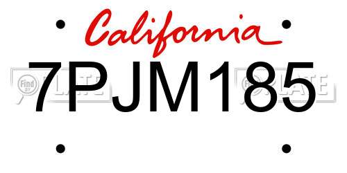 7PJM185 California License Plate