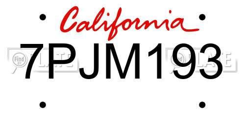 7PJM193 California License Plate
