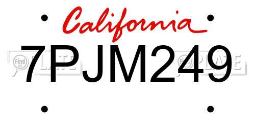 7PJM249 California License Plate