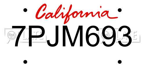 7PJM693 California License Plate