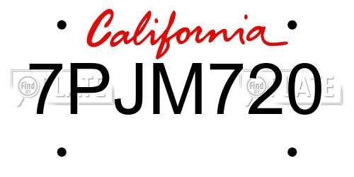 7PJM720 California License Plate