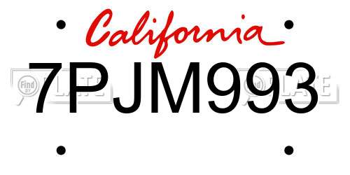 7PJM993 California License Plate