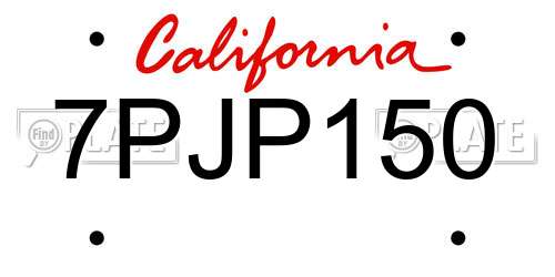 7PJP150 California License Plate