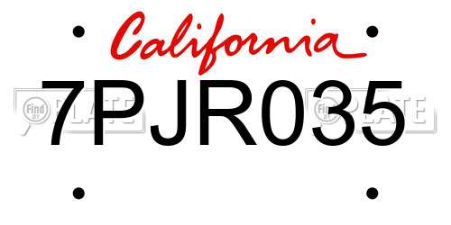 7PJR035 California License Plate