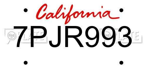7PJR993 California License Plate