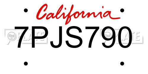 7PJS790 California License Plate