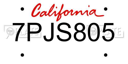 7PJS805 California License Plate