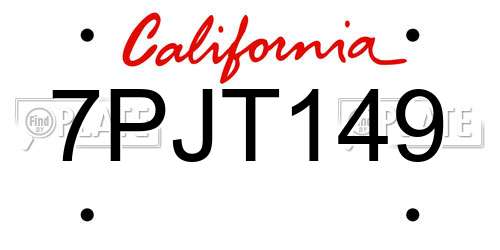 7PJT149 California License Plate