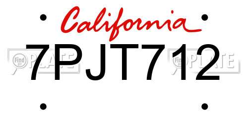 7PJT712 California License Plate