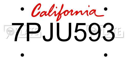 7PJU593 California License Plate
