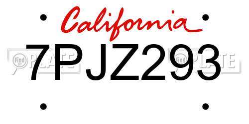 7PJZ293 California License Plate