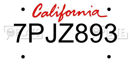 7PJZ893 California License Plate