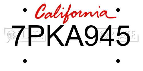 7PKA945 California License Plate
